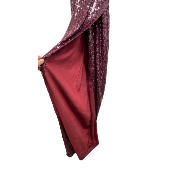 Michael Costello X Revolve Soraya Halter Sequin Burgundy Gown XS NWT - Picture 6 of 9